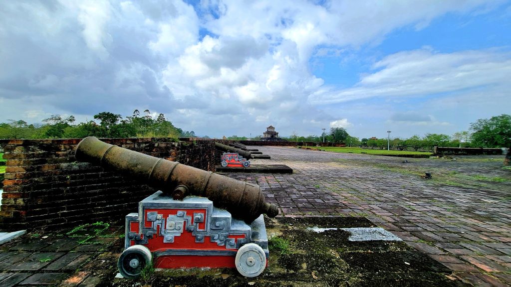 The Canons in front of the Tower Flag - New view from the walking route along the wall of Hue Citadel